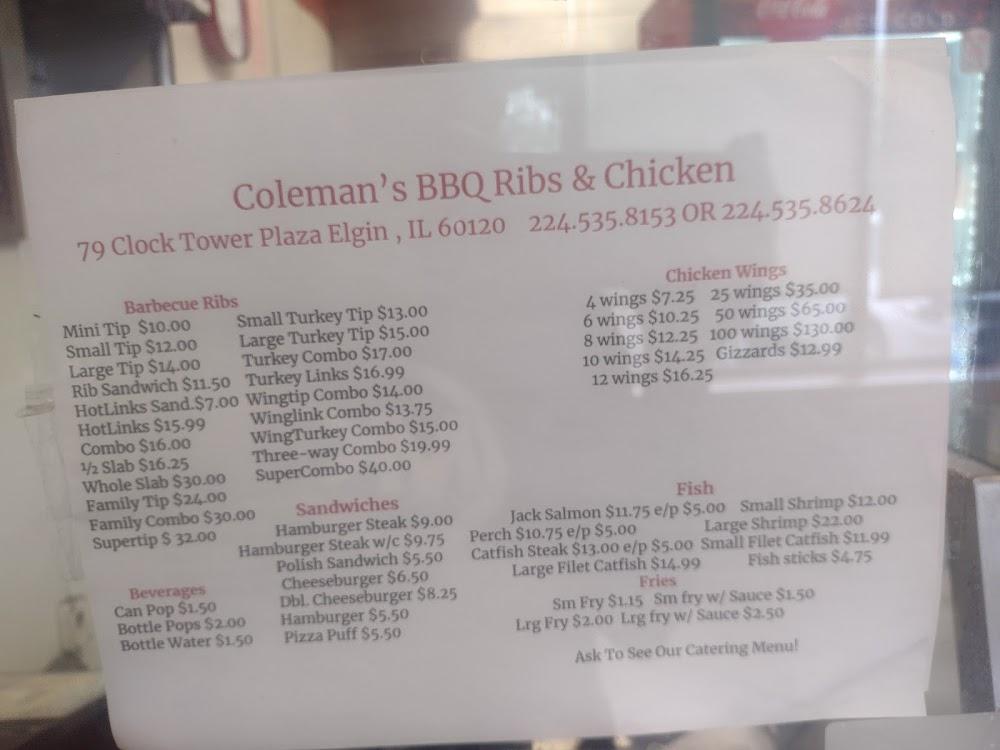 Coleman's BBQ Elgin Menu image 1
